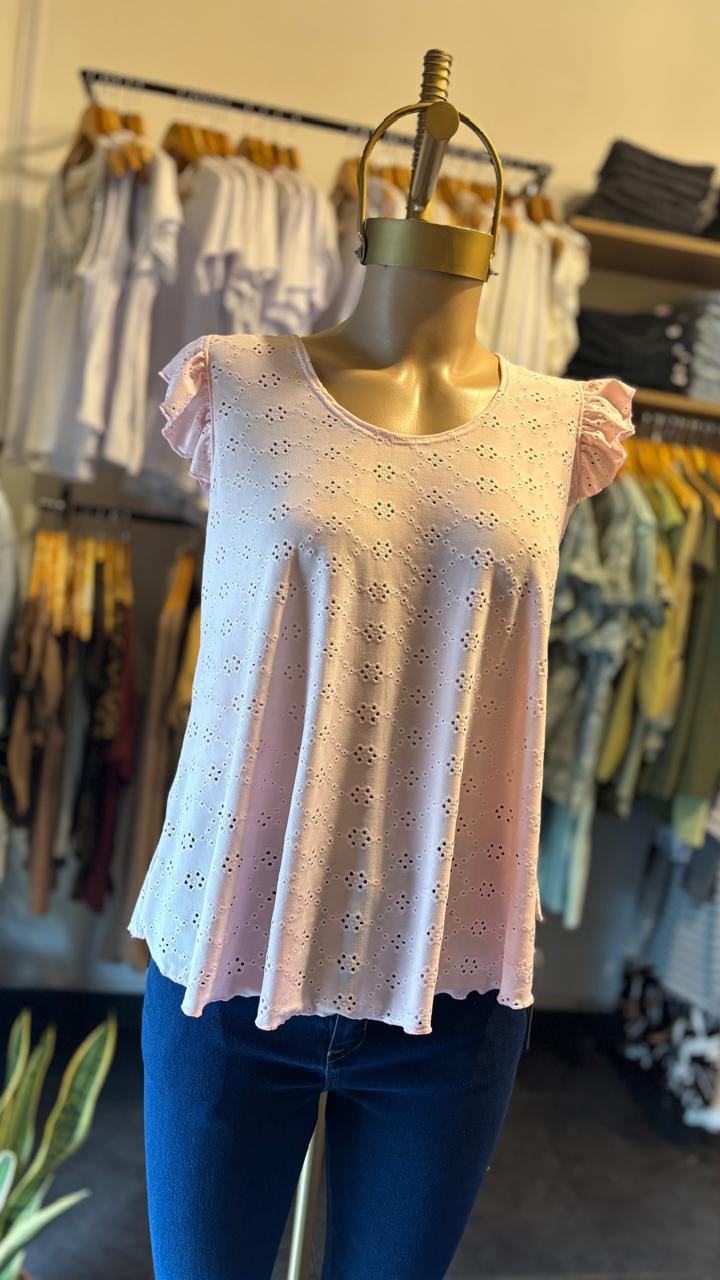 Blusa de broderie con voladito