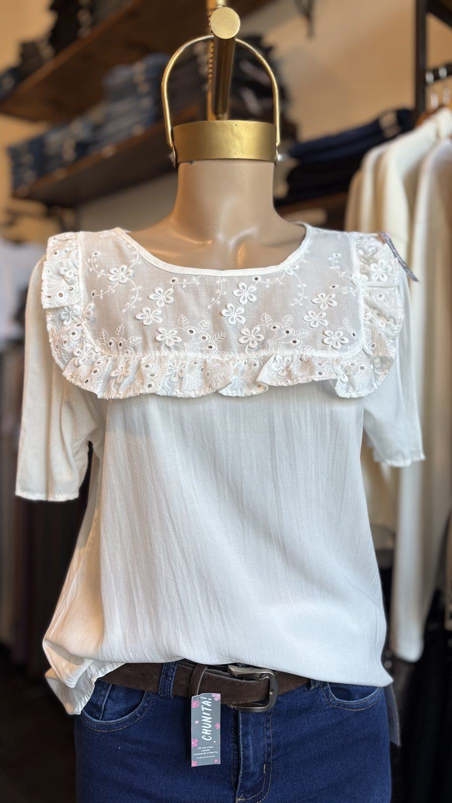 Blusa Macarena (Babero) fibrana y broderie