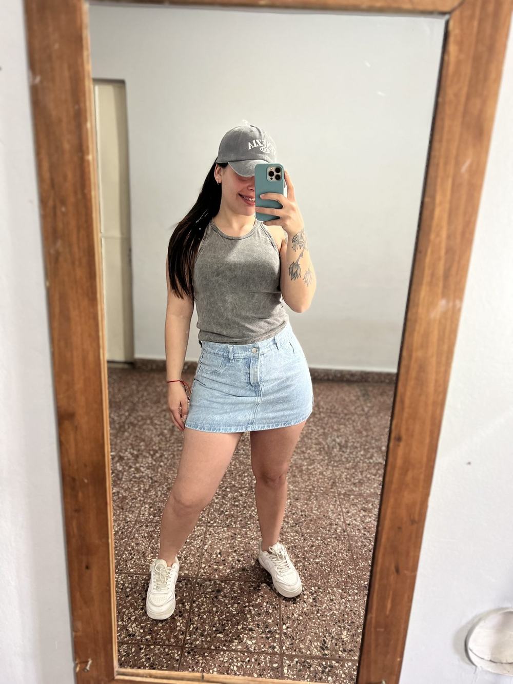 Short pollera con stras celeste
