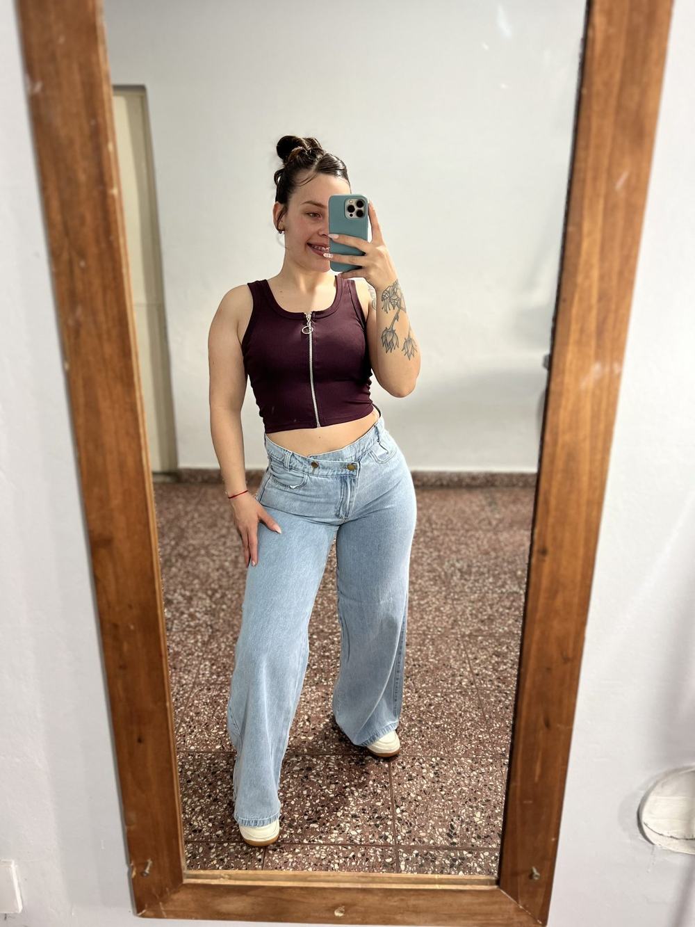 Wide leg asimetrico celeste