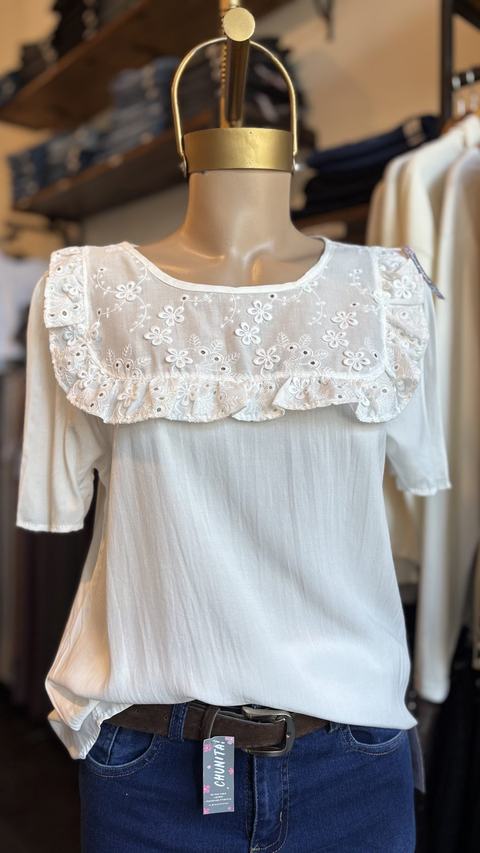 Blusa Macarena (Babero) fibrana y broderie