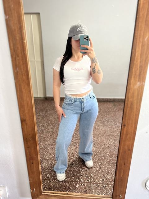 Wide leg con encaje celeste